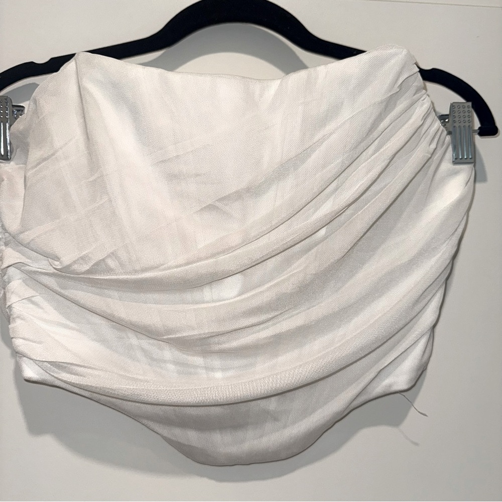 White Mesh Cropped Corset Top - Picture 3 of 4